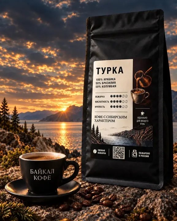 Кофе в зернах "Турка" (50%Бразилия, 50% Колумбия. 100% Арабика)